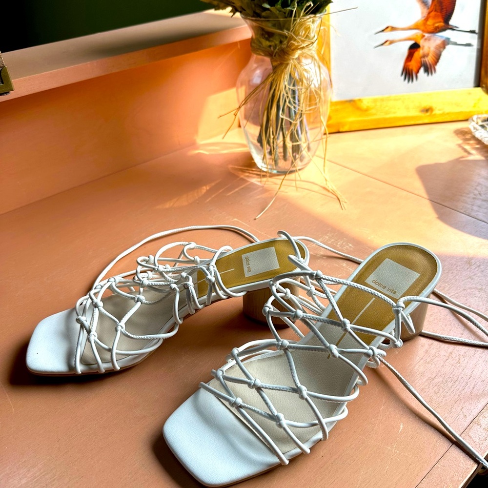 White laced sandals